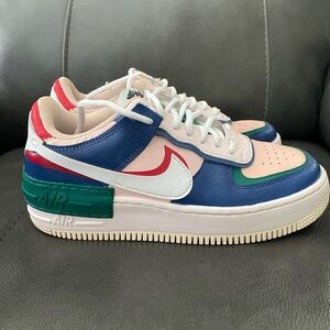 Nike Women’s Air Force 1 Shadow 'Mystic Navy' Size-8- Navy Pink Red Green White